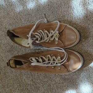 Michael Kors sneakers size 10 women cognac color suede and leather
